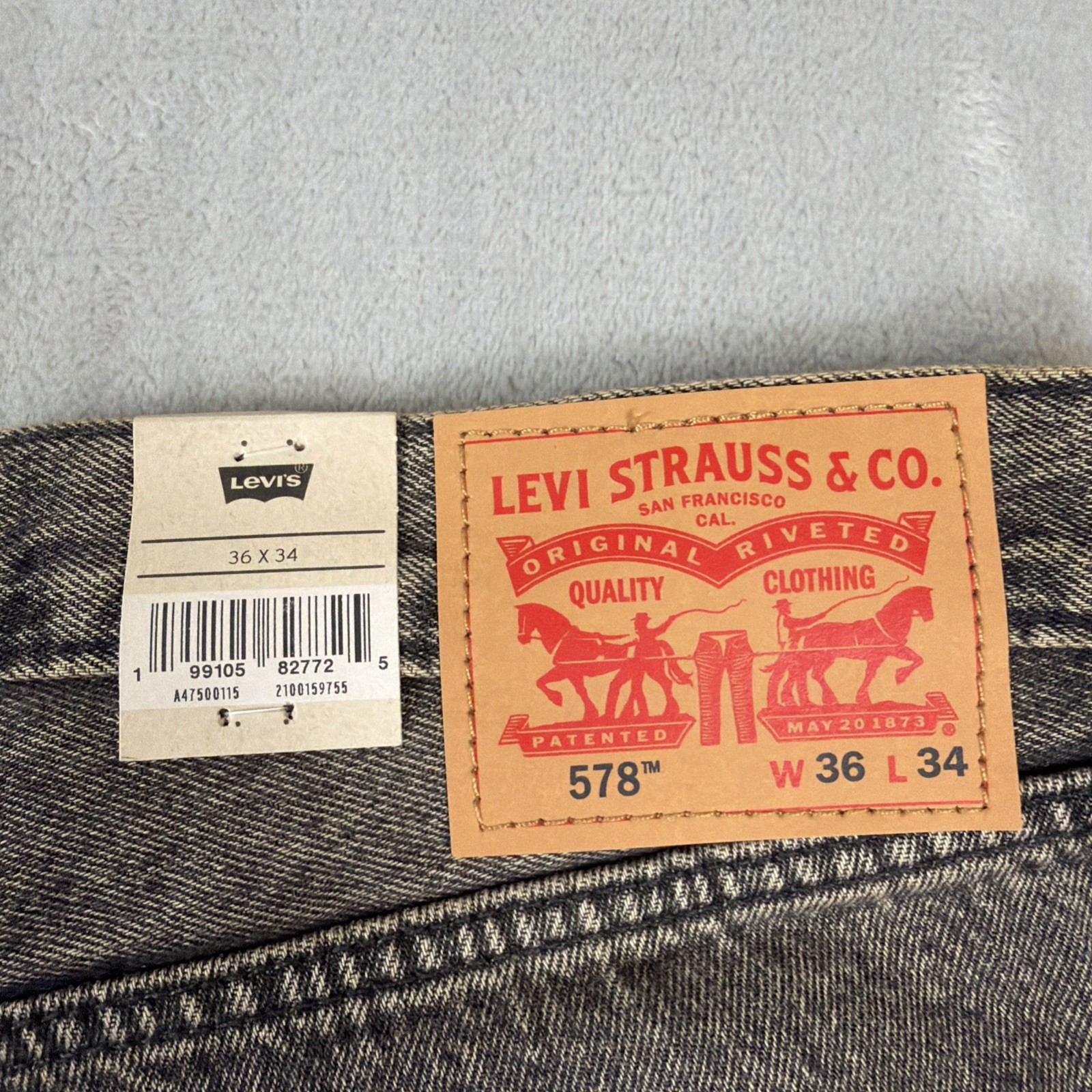 Levi’s 578 Baggy Denim Jeans Men’s Size 36×34 Gray Cotton Y2K
