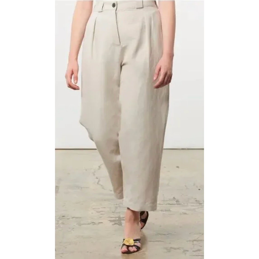 Mara Hoffman Jade High Waisted Pant in Off White Cotton/ Linen Blend Size 18