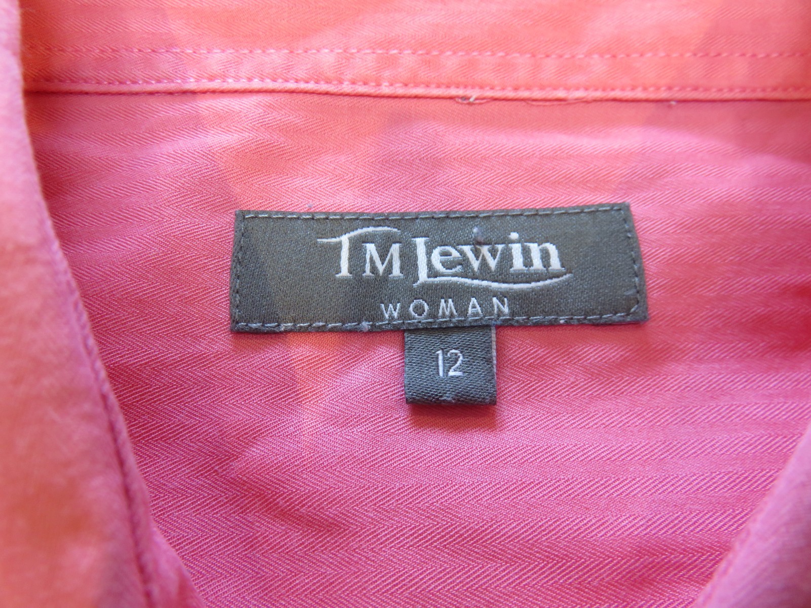 TM LEWIN WOMAN SALMON PINK BEAUTIFUL TAILORED LONG SLEEVE COTTON SHIRT UK 10 -12
