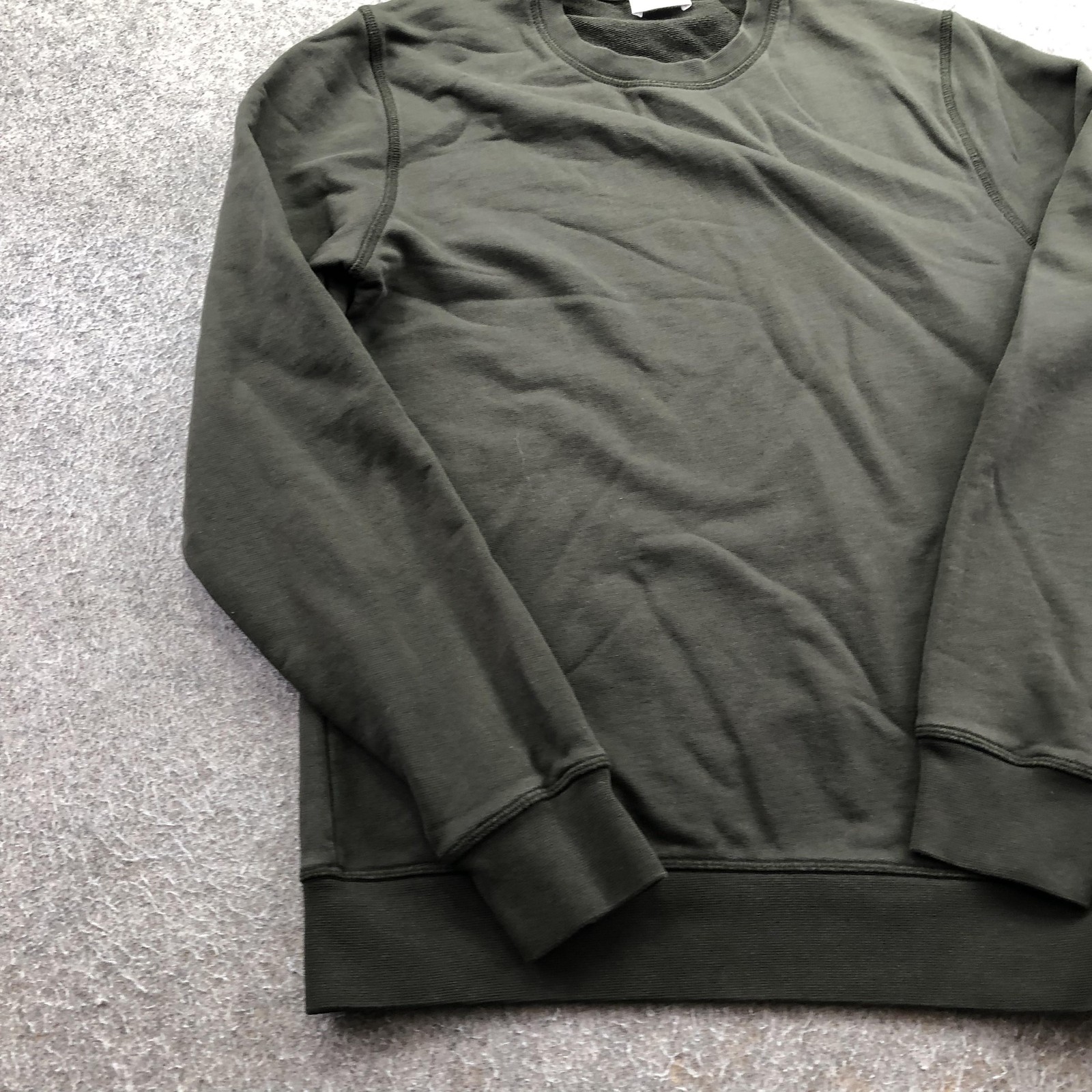 ASKET Sweatshirt Mens Small Green Pullover Knit Crewneck Solid Basic Minimalist