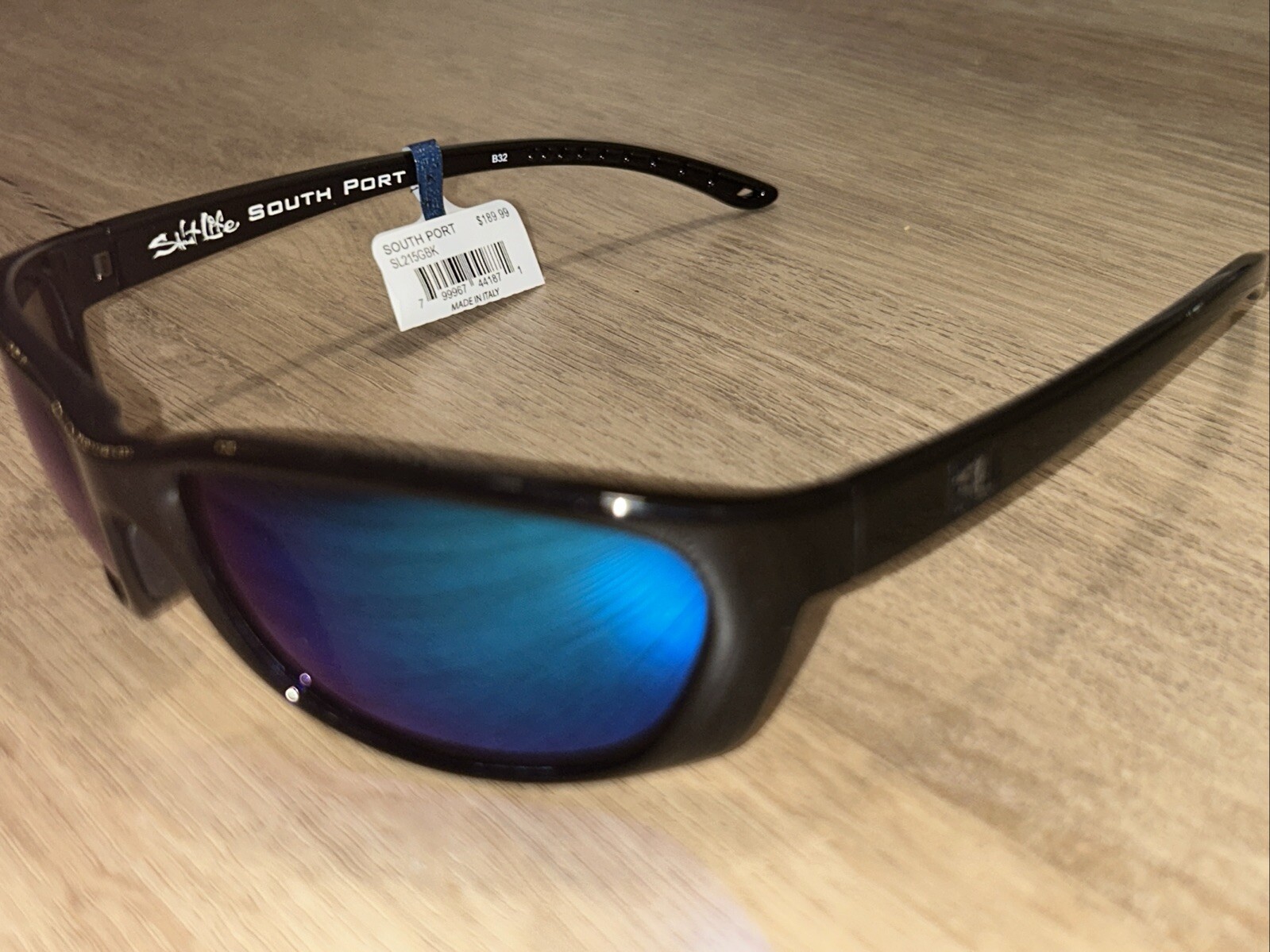 Salt Life South Port Gloss Black Saltlife Smoke Blue Lens Salty $189 New