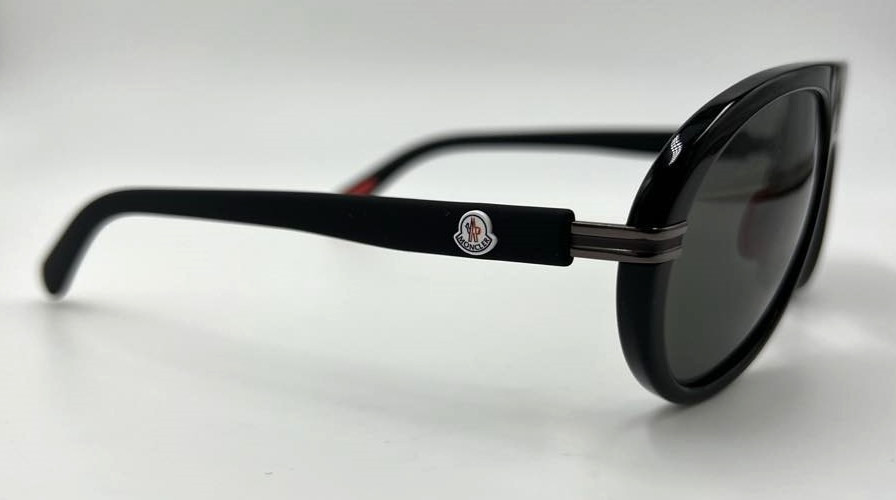 Authentic MONCLER Navigaze ML0240 01A Shiny Black w/Smoke Lens Sunglasses 57 mm