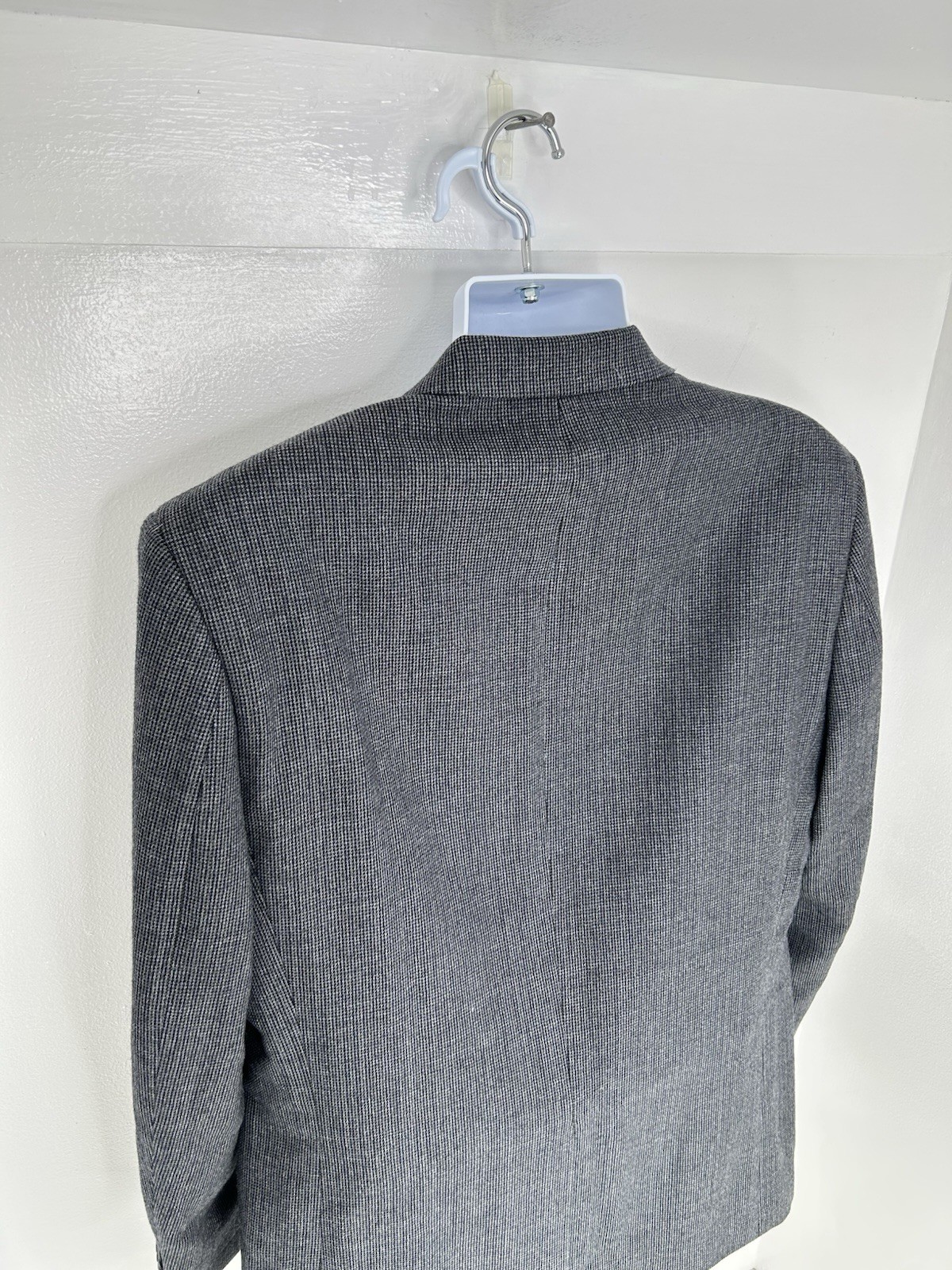 Chaps 100% Wool Gray Check Blazer Suit Coat Jacket Size 42R Business Classic