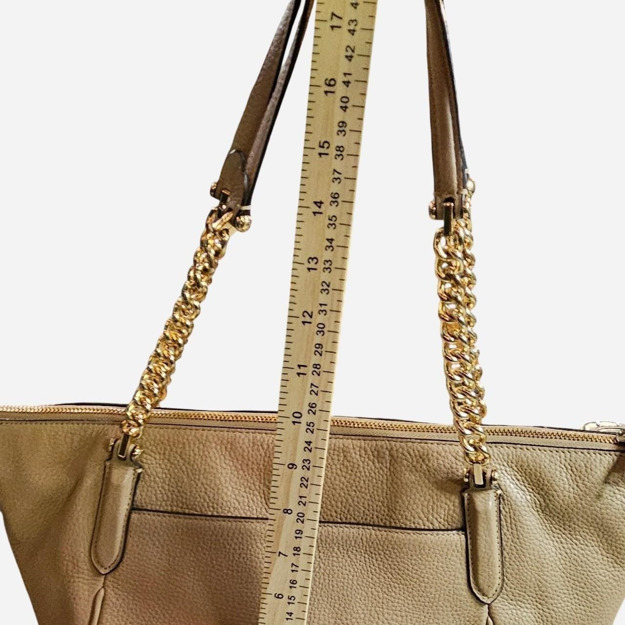 Coach Ava Large Tote Chain Pebbled Leather, Tan Gold Hardware