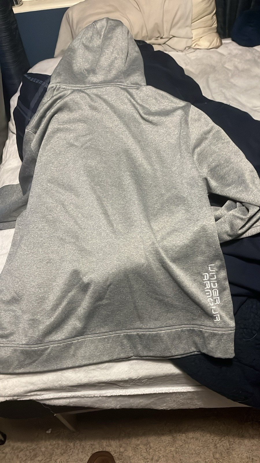 Under Armour Men’s Gray Fleece Pullover Hoodie w/ Pockets Logo Size L/G