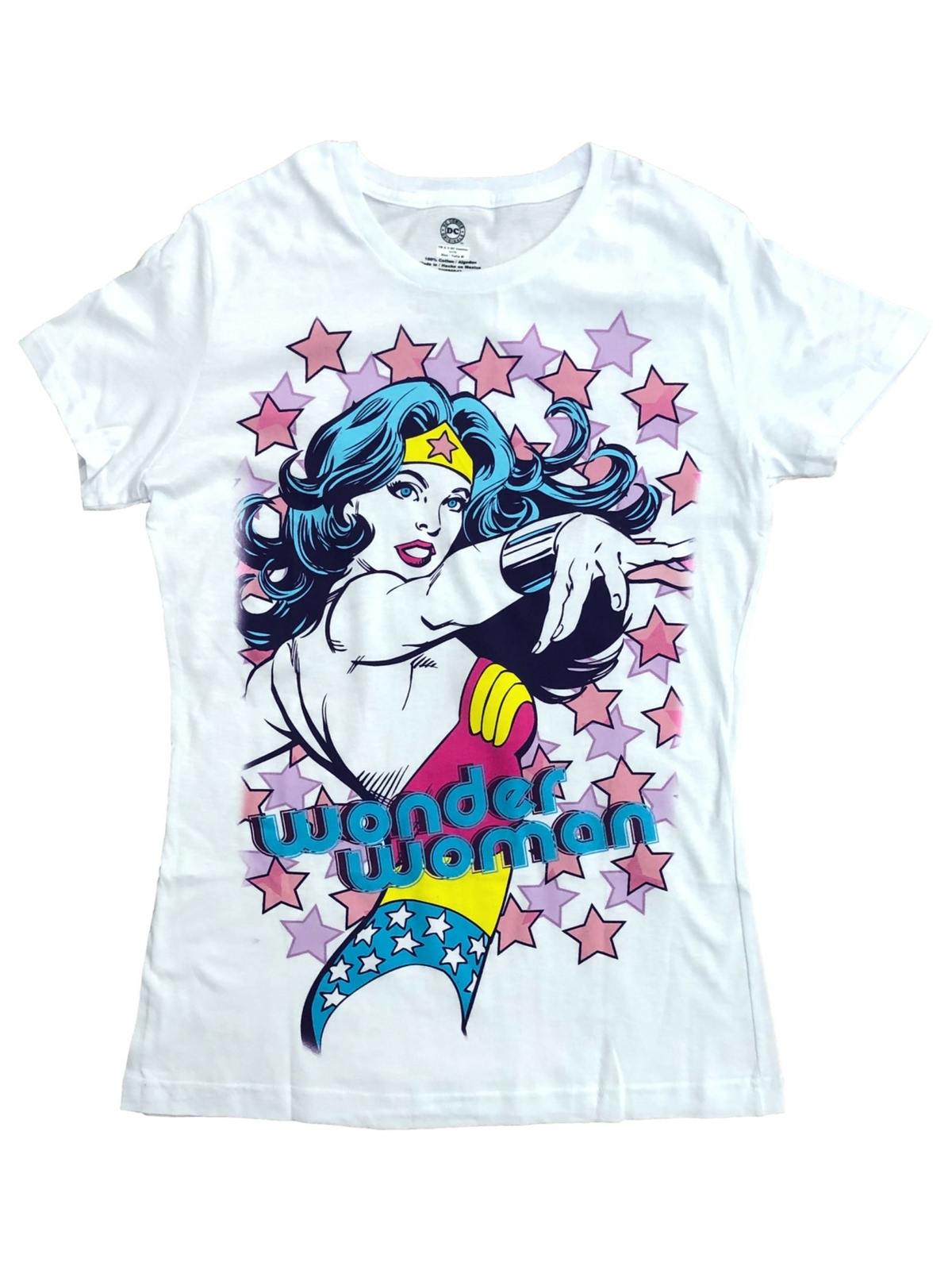 DC Comics Womens White Pastel Wonder Woman Star Tee Shirt T-Shirt