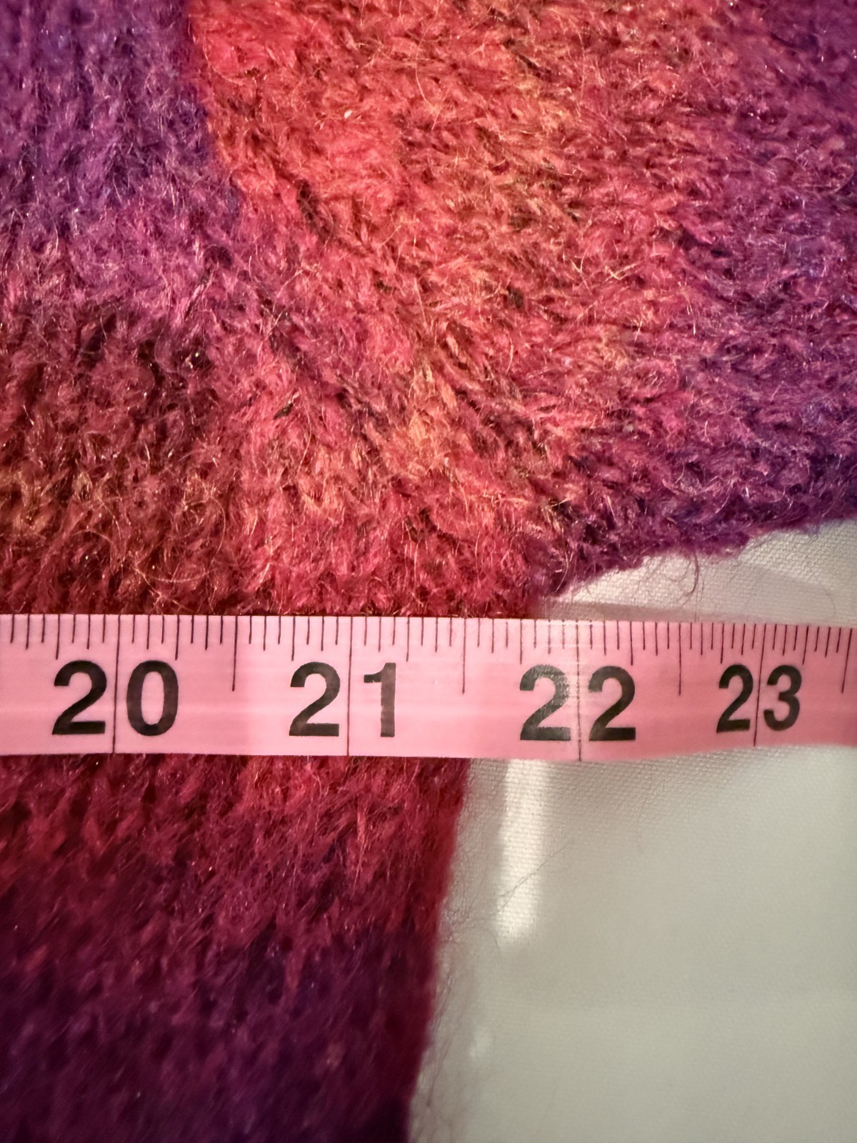 Lizwear Women’s Small S Mock Neck Sweater Pink Purple Ombre Striped Fuzzy Knit