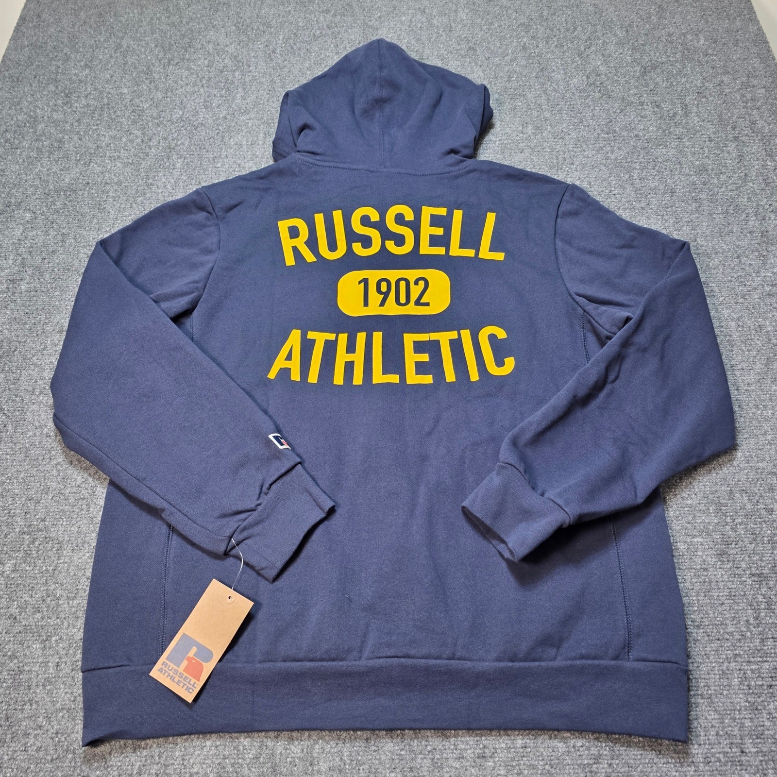 Men’s Large Russell Athletic Hoodie Full Zip Blue NWT 1902 Graphic Fleece