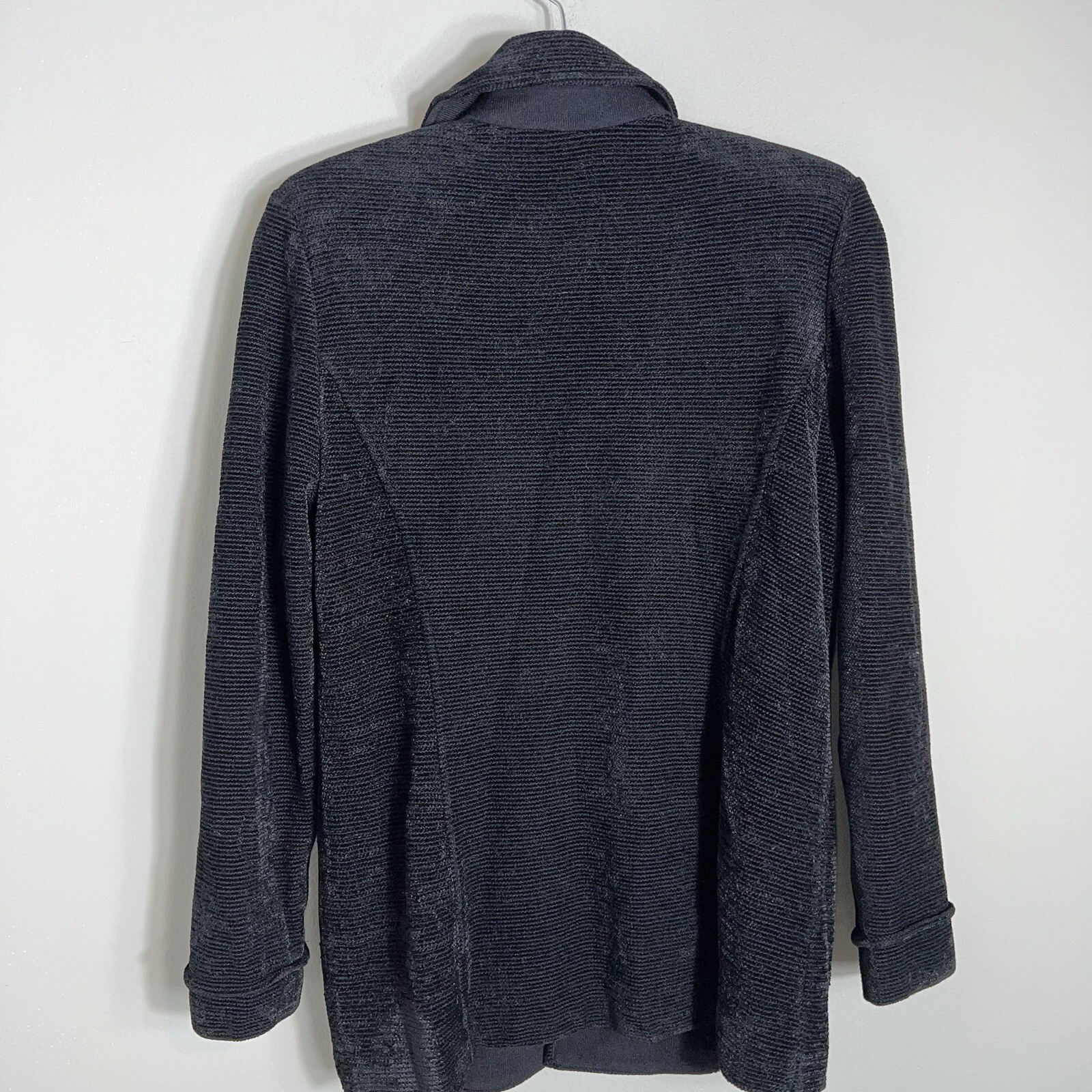 St John Collection By Marie Gray Full Zip Chenille Jacket Coat-Black-Size 6