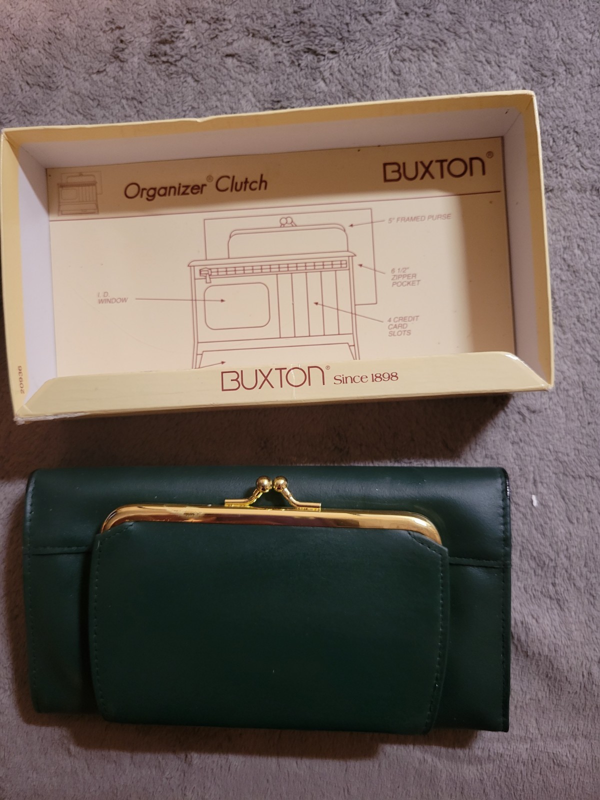 Vintage Buxton Black Zip Coin Pocket Checkbook Wallet Credit Card Slots Slim NEW