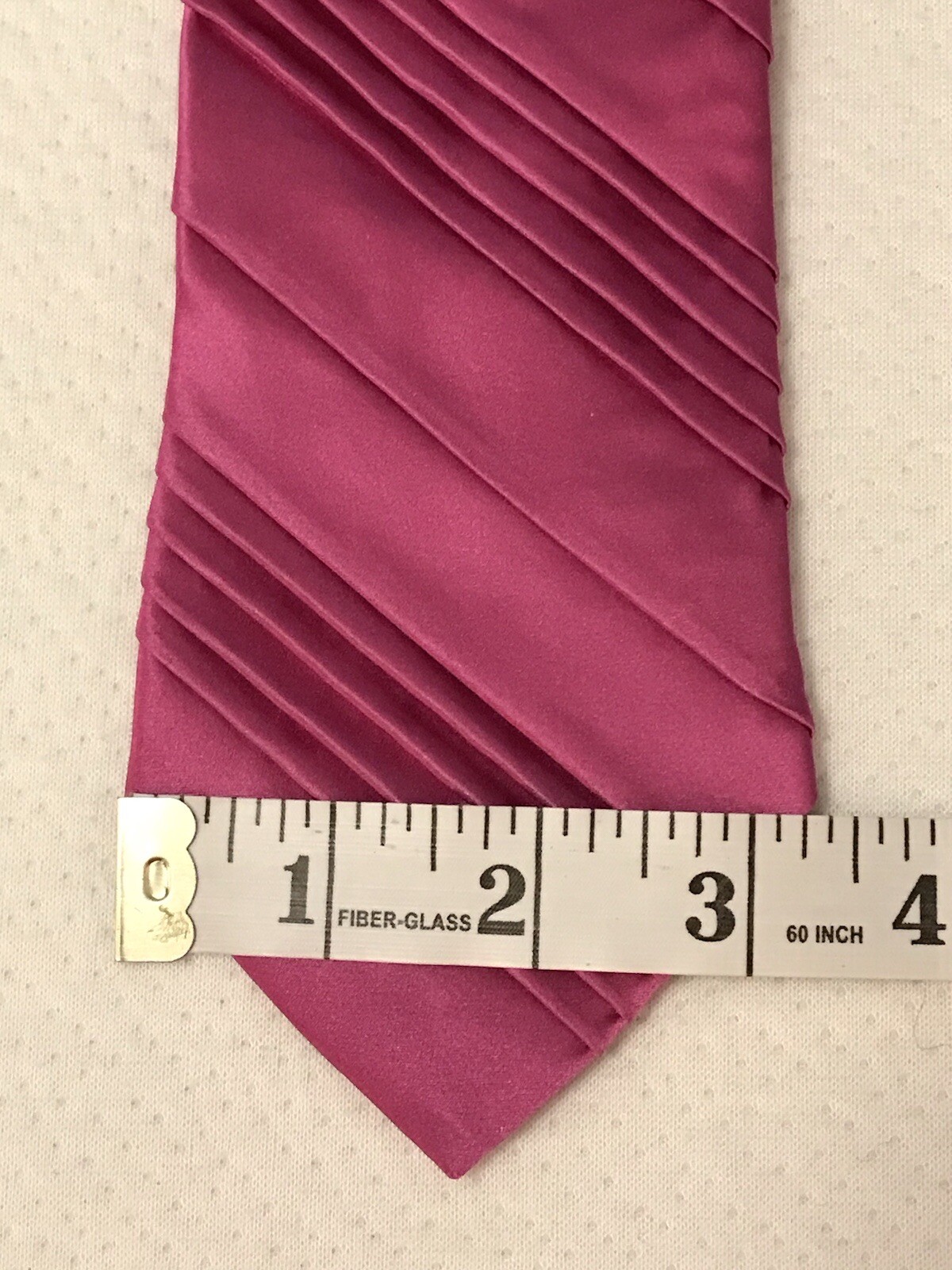 Jhane Barnes Silk Satin Look Neck Tie NEW Pleated Solid Pink 56” x 3 1/4” Formal