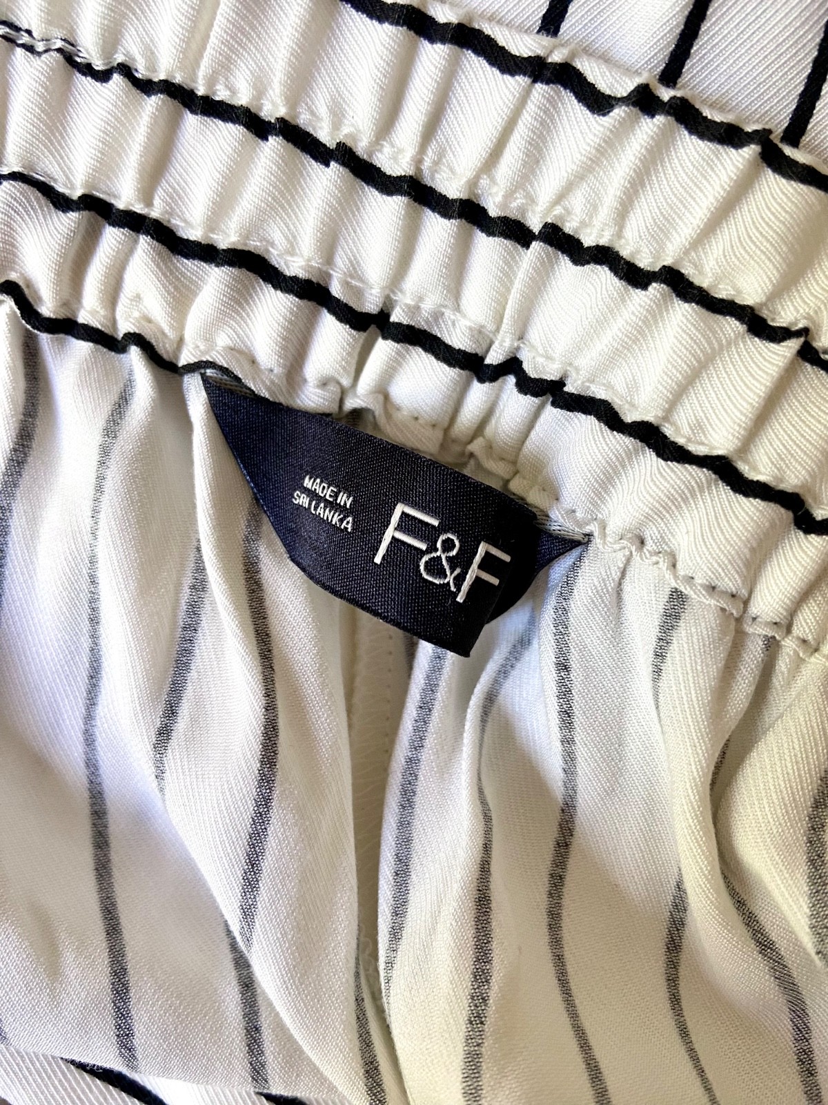 F&F White Stripe Trousers | Lightweight | Elasticated Waist | Pockets | Size 18