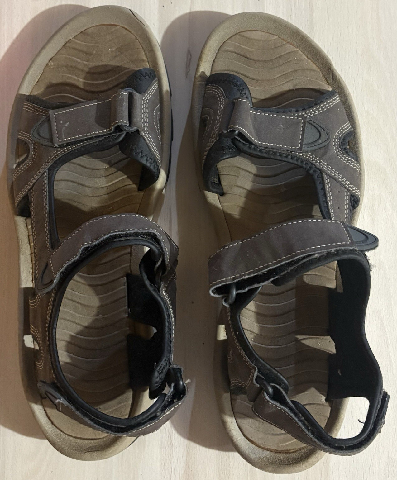 Ozark Trail Men’s Slide Sandals Brown/Black Hook & Loop Adjustable Straps 12