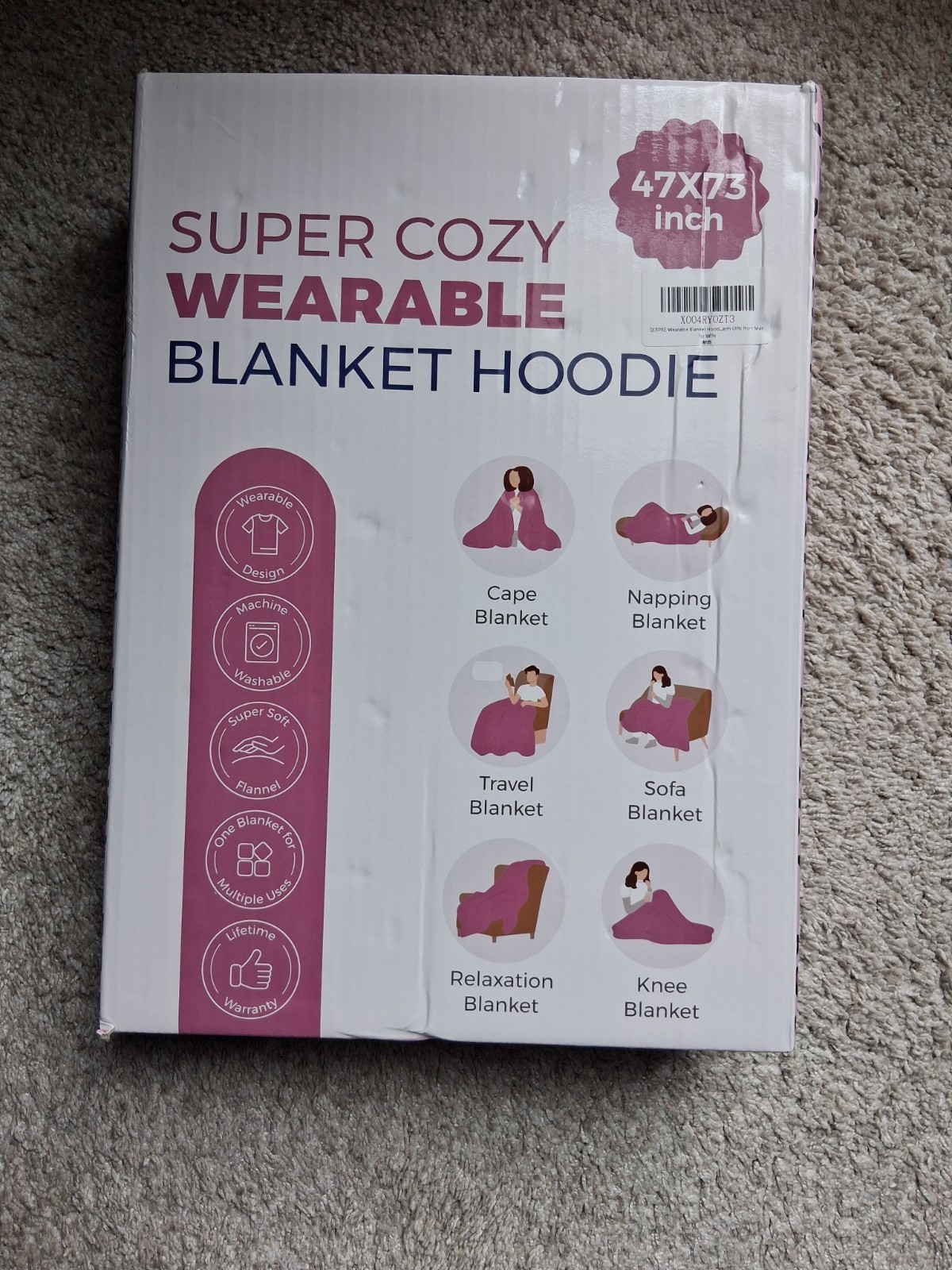 Super Cozy Wearable Blanket Hoodie … 47×73 inch