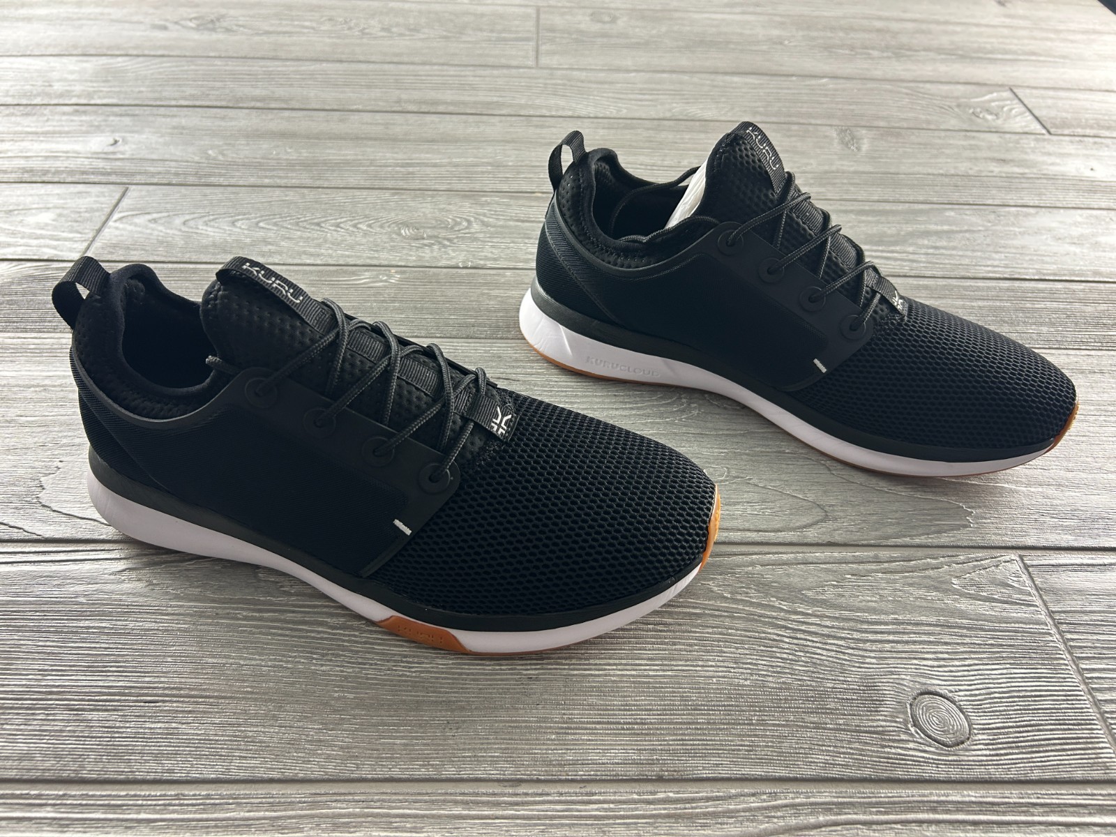 KURU Womens ATOM Athletic Sneaker Sz 12 Jet Black White Gum Slip On Shoe