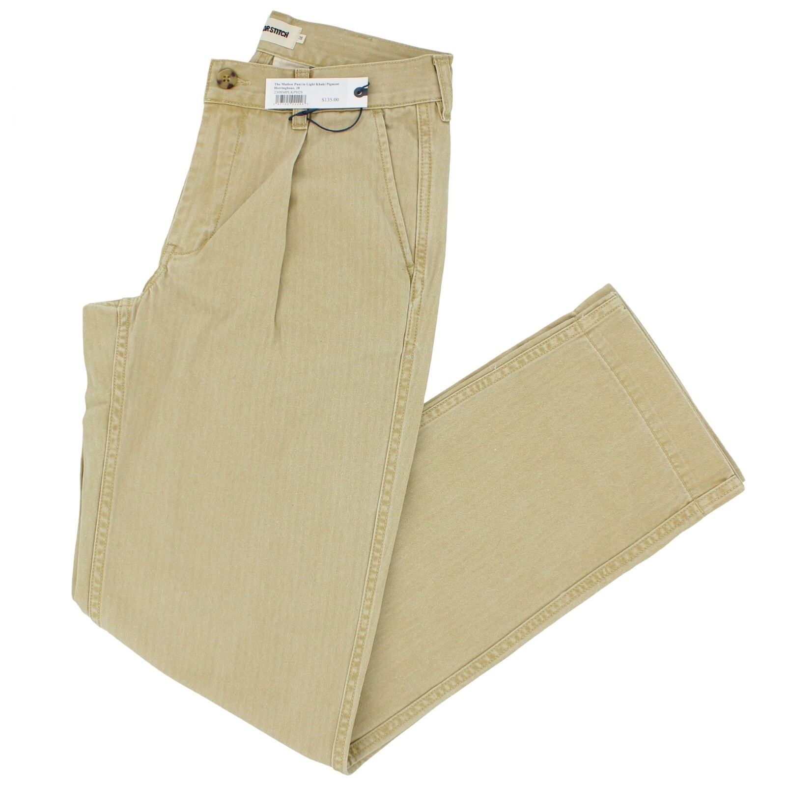 Taylor Stitch Men’s Matlow Pant Organic Cotton Single Pleat Front Straight Leg