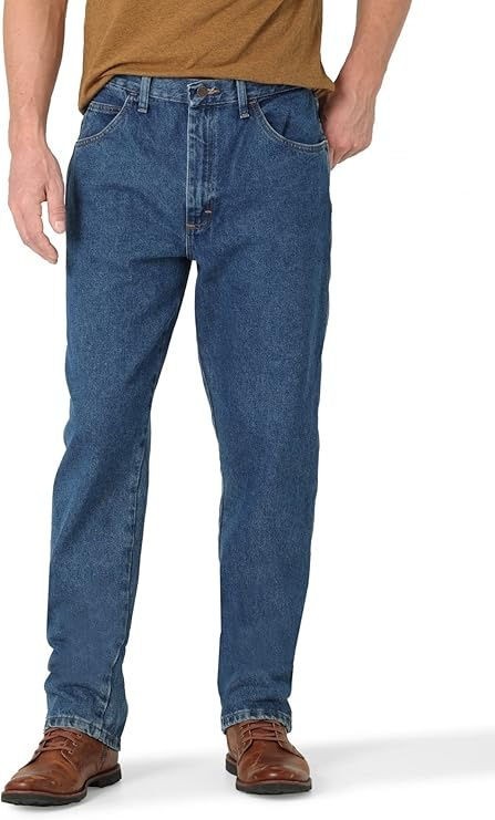 Wrangler Rustler Men’s Classic Relaxed Fit Jeans – Dark Stonewash – 44×32