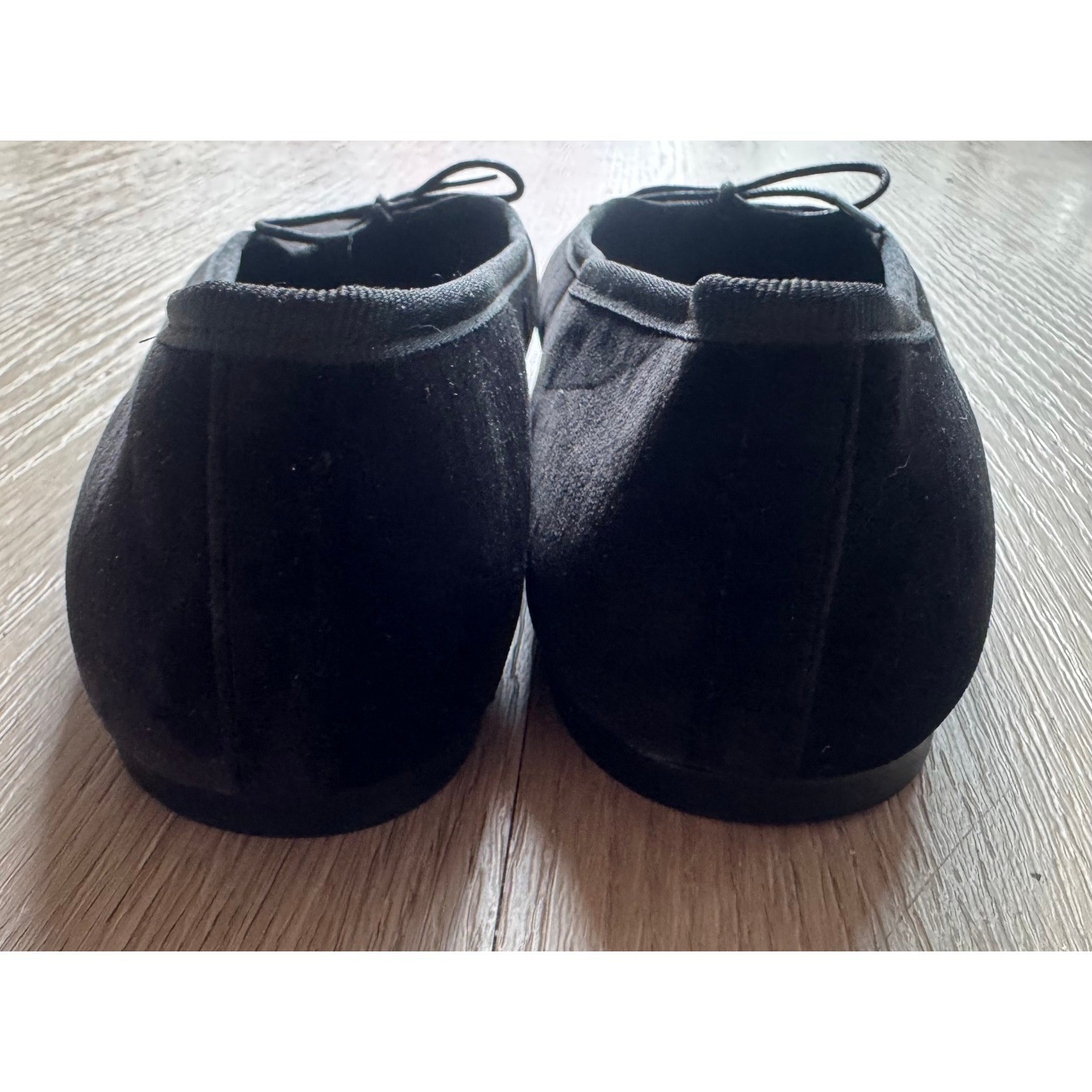 Everlane The Day Ballet Flat Black Velvet Square Toe Bow Shoes 9