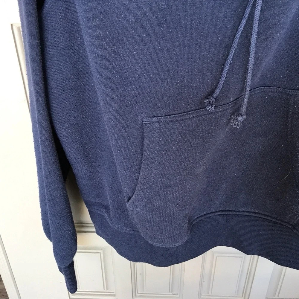 Good Vibes Hoody Kangaroo Pocket Navy SzL Drawstring Pullover Banded Cuffs/Hem