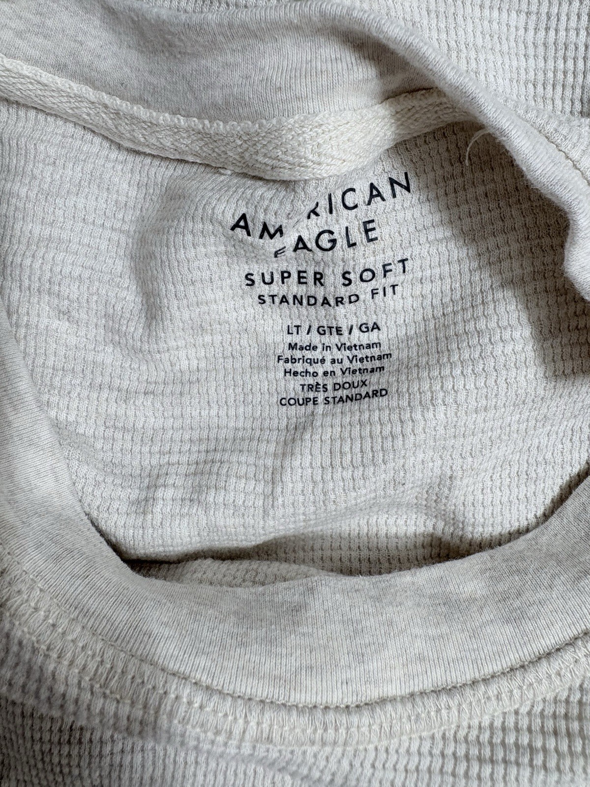Mens American Eagle AEO Light Tan Flannel Long Sleeve Tee Top Size LT Large Tall