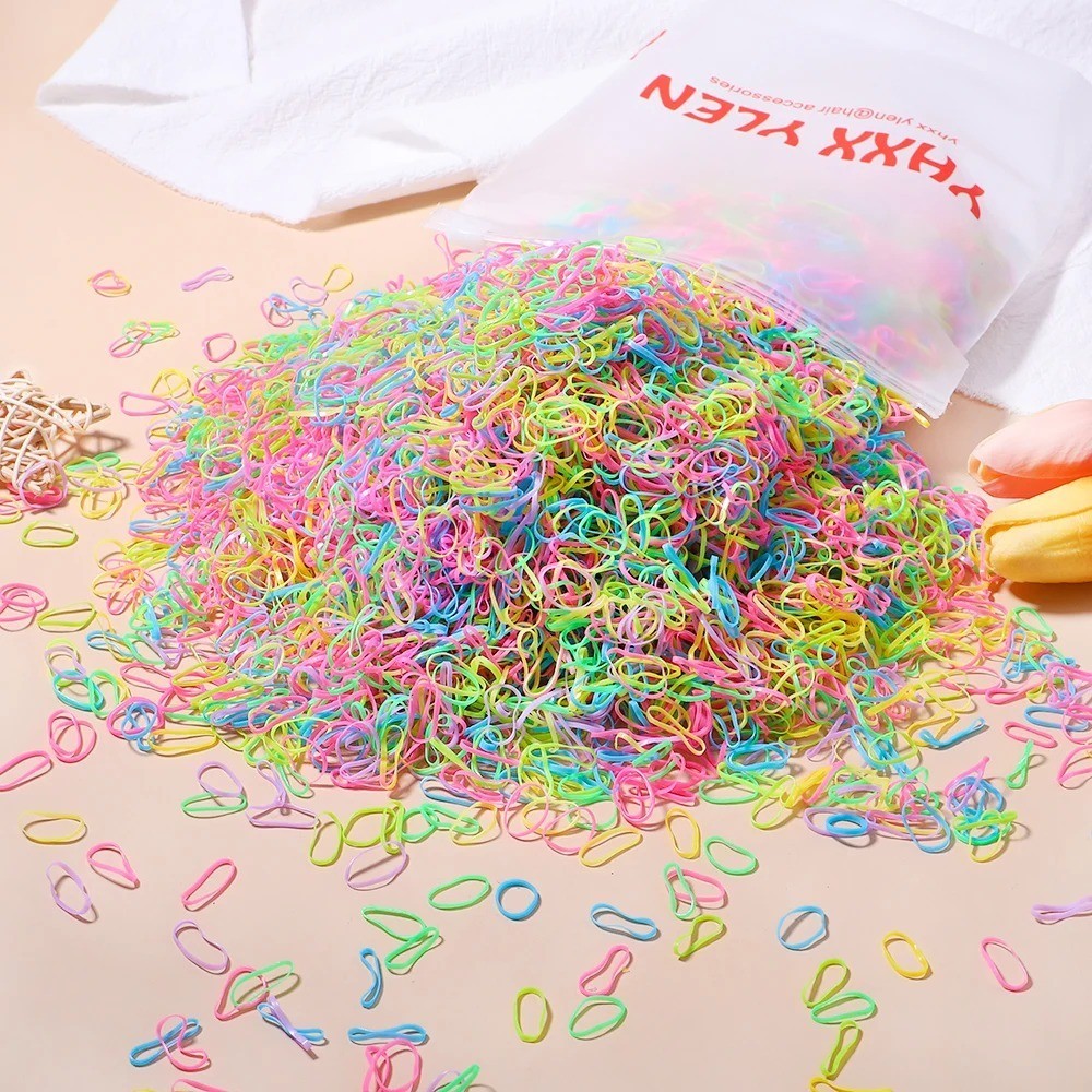 1000PCS Colorful Hair Bands Elastic Rubber Ponytail Ties Kids Girls Bands