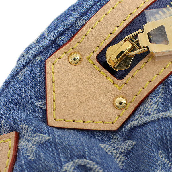 AUTH LOUIS VUITTON BODY BAG HIGH RISE LV REMIX LEATHER BLUE DENIM W36XH15XD7CM