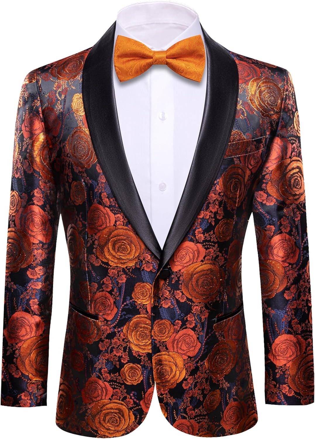 Men’s Floral Paisley One Button Blazer Tuxedo Jacket for Carnival Party Gift
