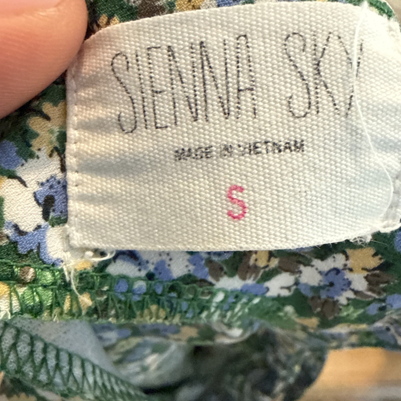 Sienna Sky Blouse Small Green Blue Floral Peplum Cami Tank Cinched Tie Waist
