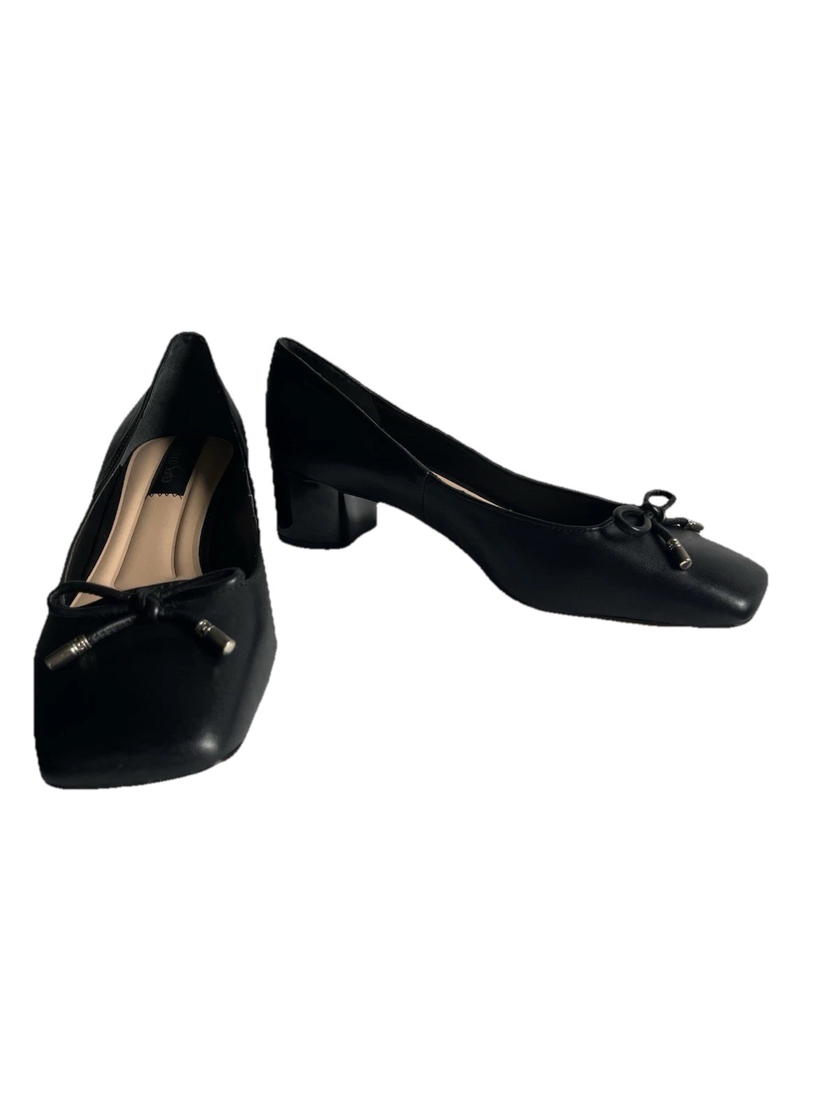 Franco Sarto Natalia *NEW Black Leather Pumps Women’s 10M Square Toe Block Heel