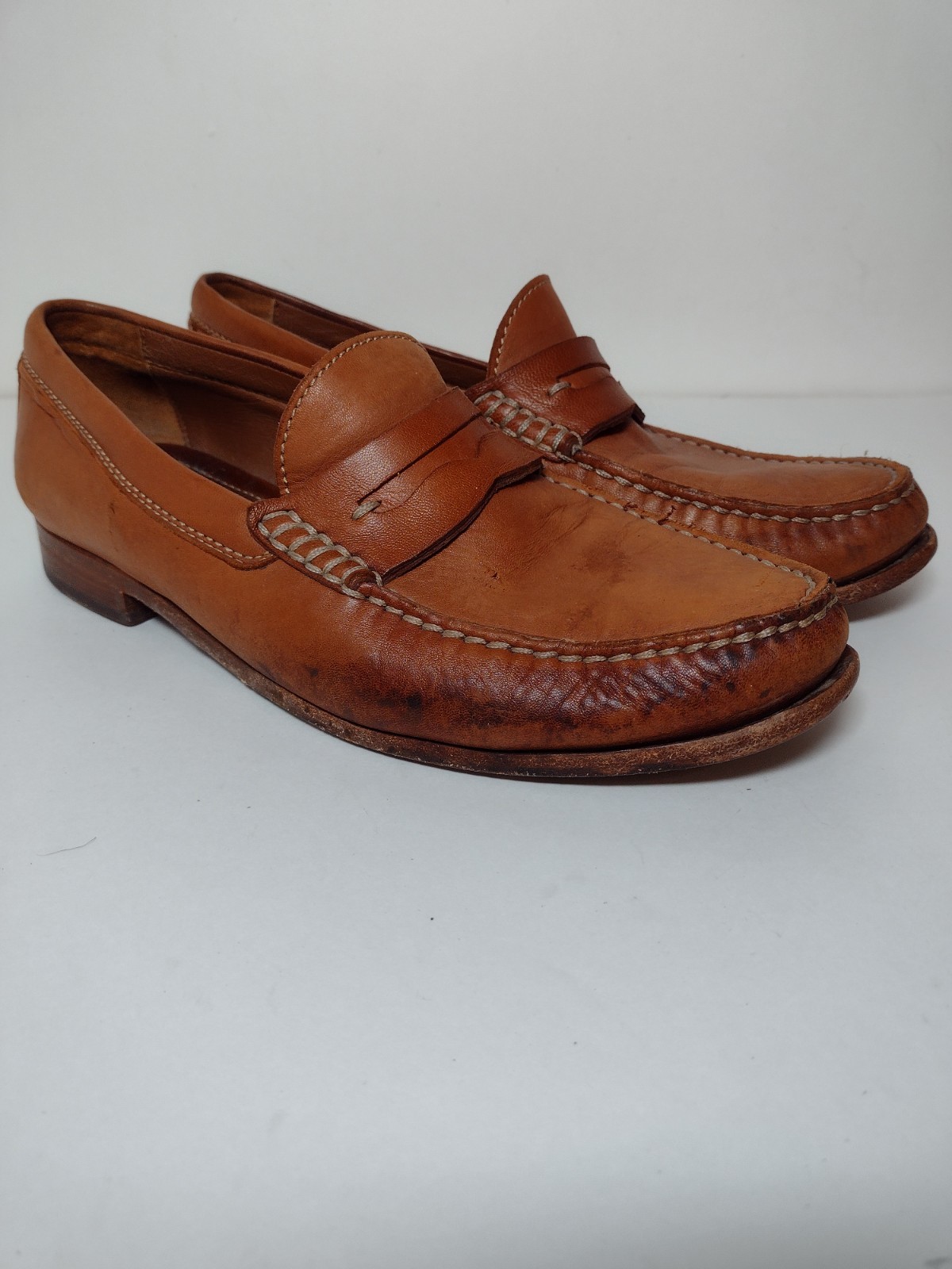 Trask Tan Leather Penny Loafers – Men Size (9.1/2)