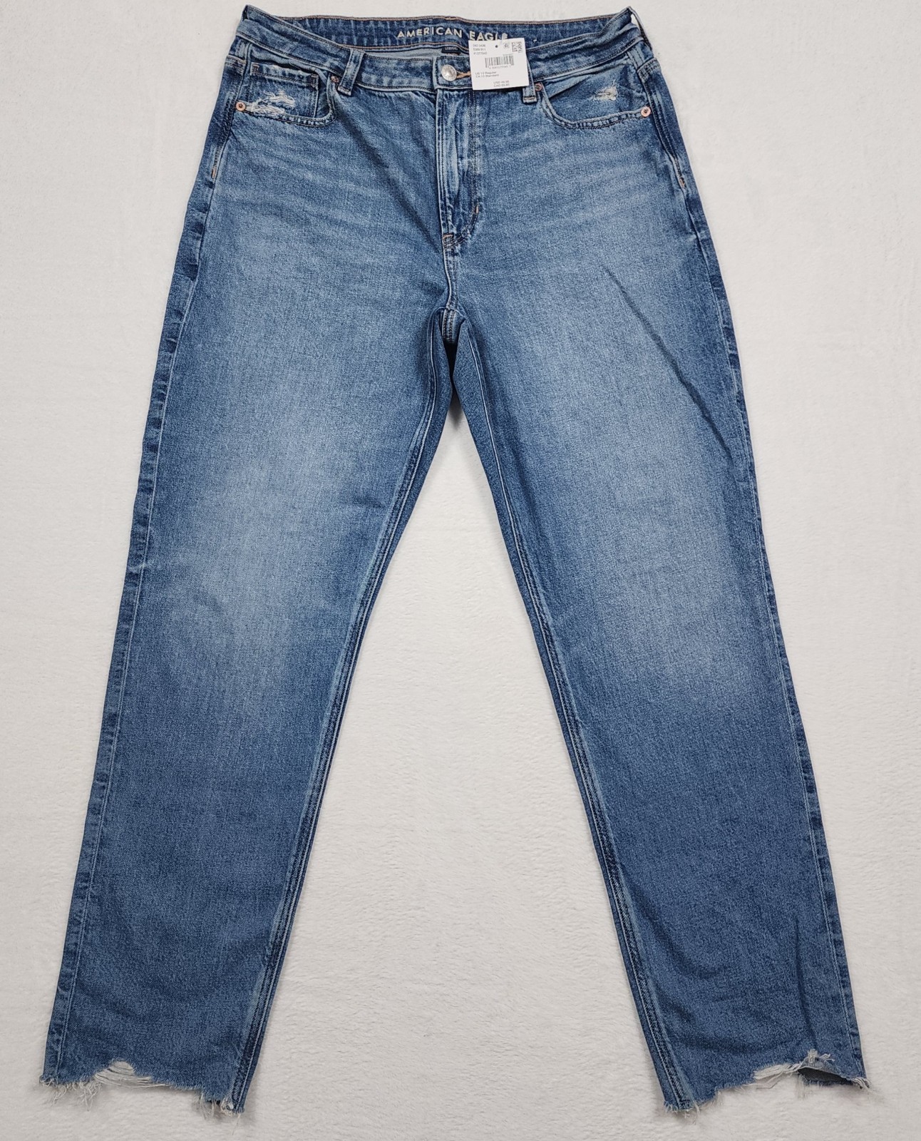 American Eagle Mom Jeans Womens 10 Regular Blue Strigid High Rise Distressed NWT