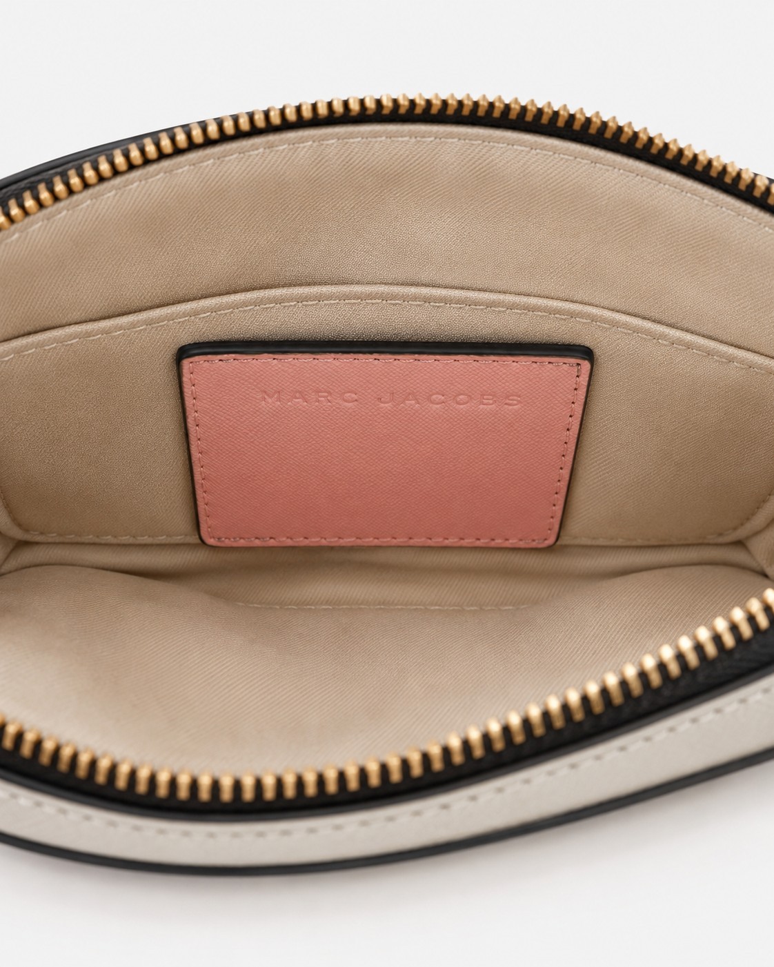 Marc Jacobs Colorblock Double Zip Crossbody Bag Logo Gold Hardware Red Strap