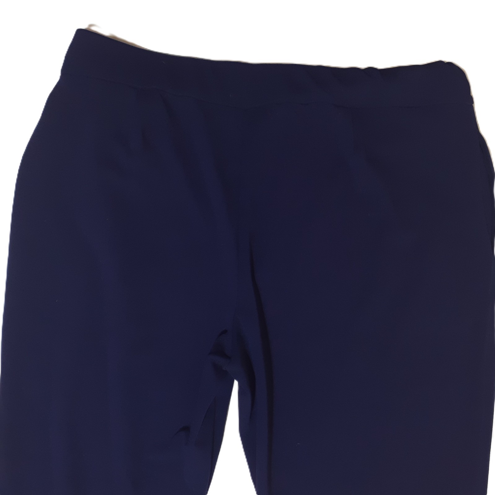 Dennis Basso Women Dress Pants LP Blue Stretch Pullon Rise=11.5in Waist=36in