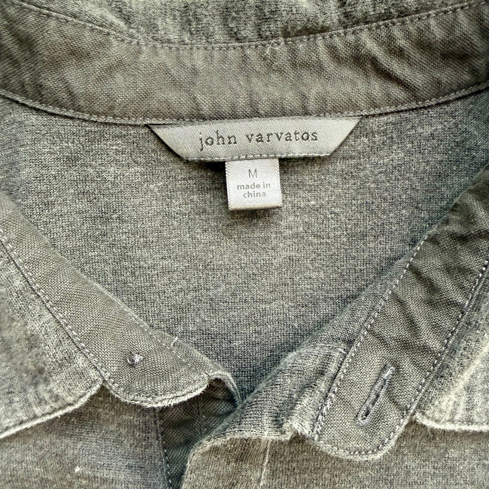 John Varvatos Gray Knit Button Front Shirt Mens Medium Grunge Minimalist