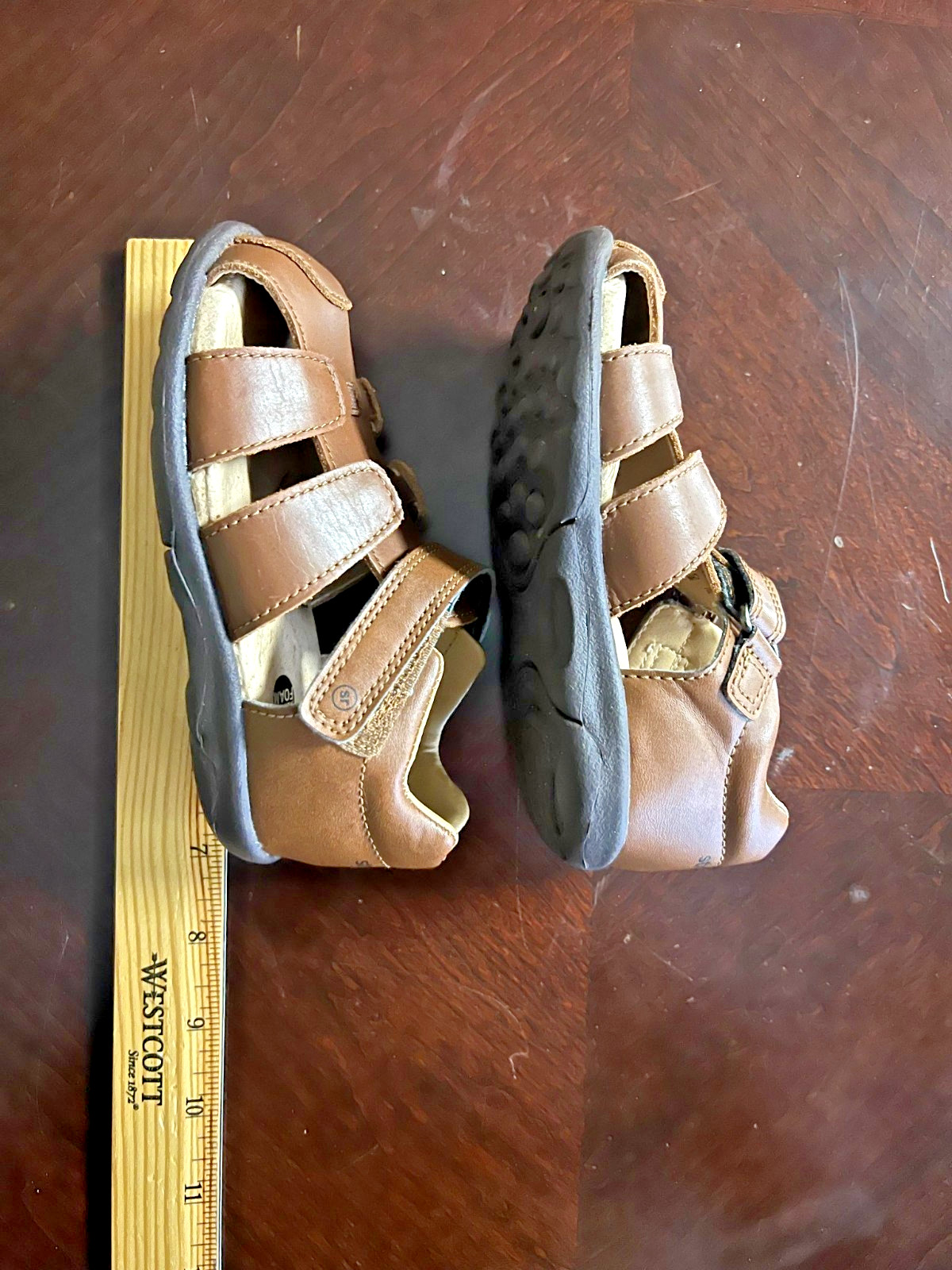 Stride Rite Archie 2.0 Sandal Little Kid Tan Brown Leather Memory Foam SRtech S5
