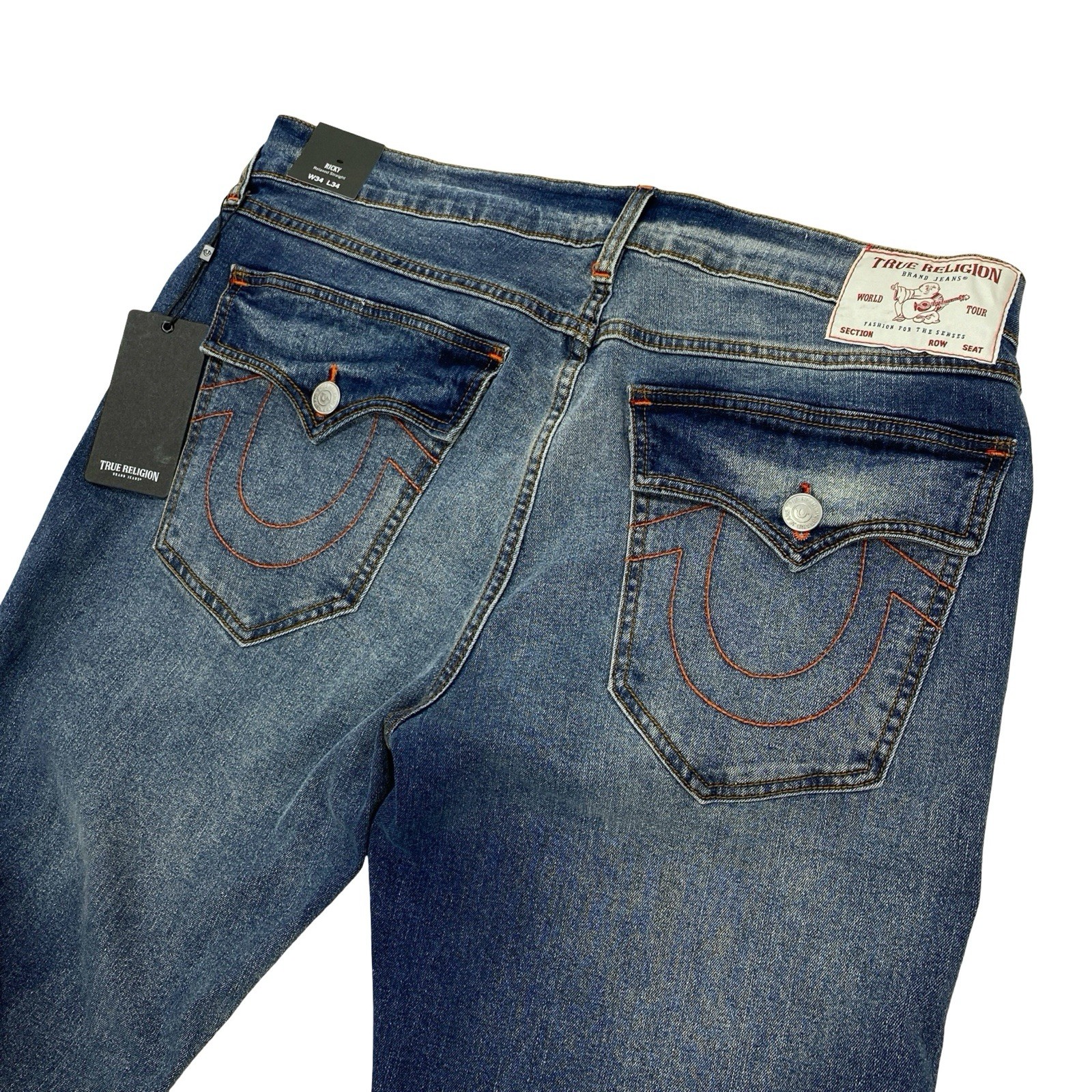 True Religion Ricky Relaxed Straight Flap Men’s Jeans Size 34 x 34 Stretch Fit