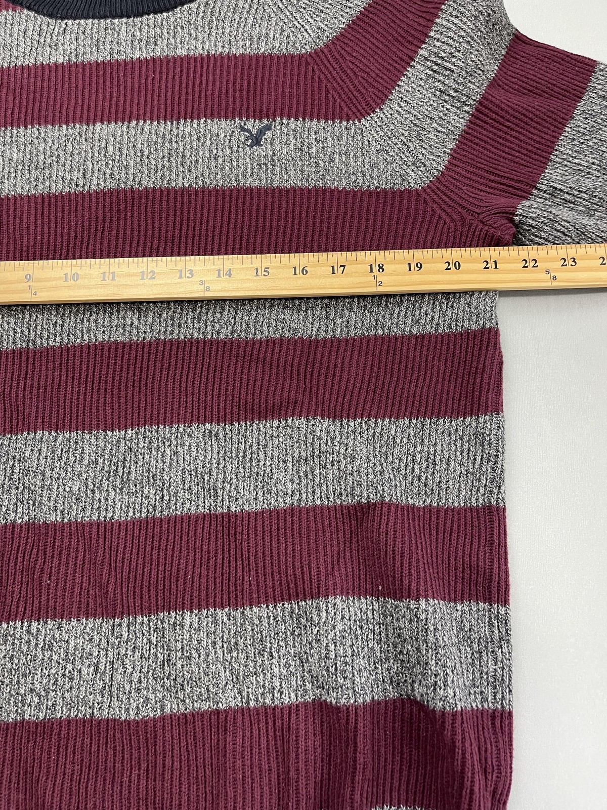 American Eagle Sweater Men Large Striped Academia School Crewneck Rugby Pullover