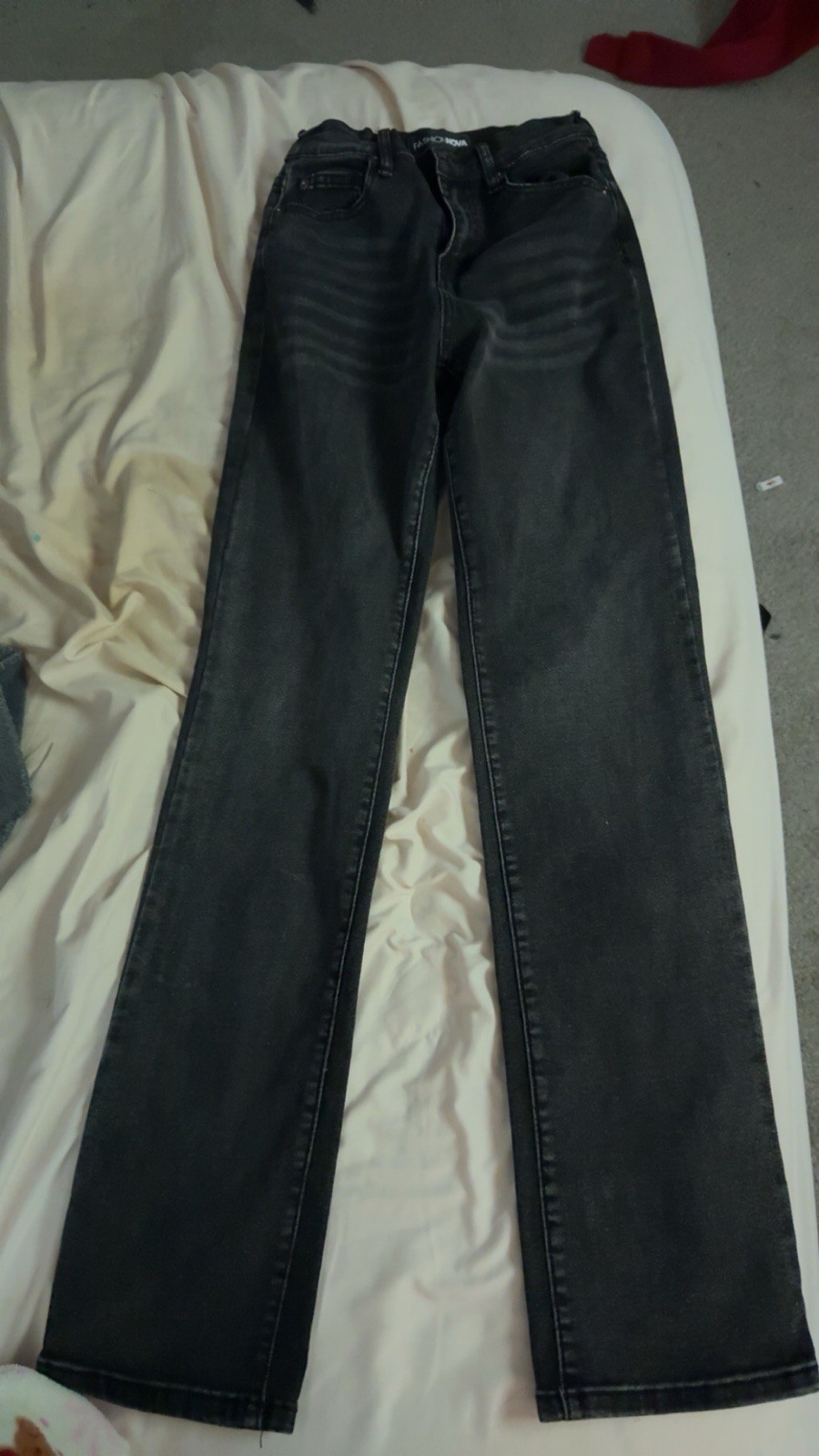 Fashion Nova Women’s Straight Leg Black Denim Jeans Cotton/Spandex Dark Wash 0