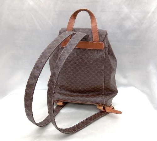 CELINE Macadam Backpack Brown PVC Leather w/ Dust Bag Italy DM99/1 Authentic