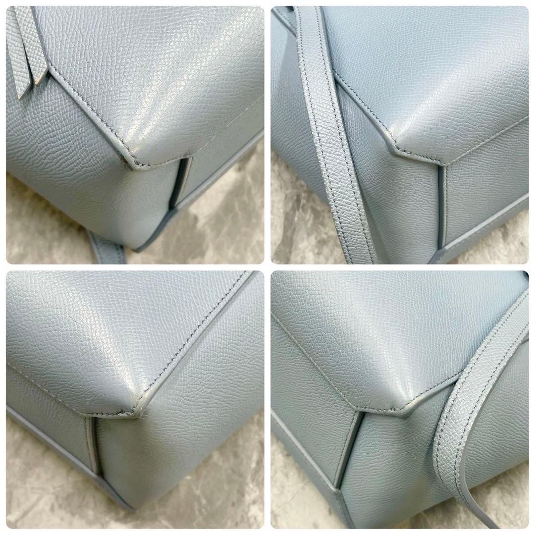 Auth CELINE Nano Belt Bag Light Blue Leather Hand Bag Pastel Color Used Japan