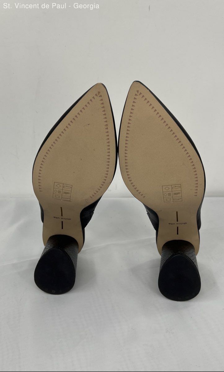 Dolce Vita Black Solid Leather Mule Block Heel Women’s Size 9.5