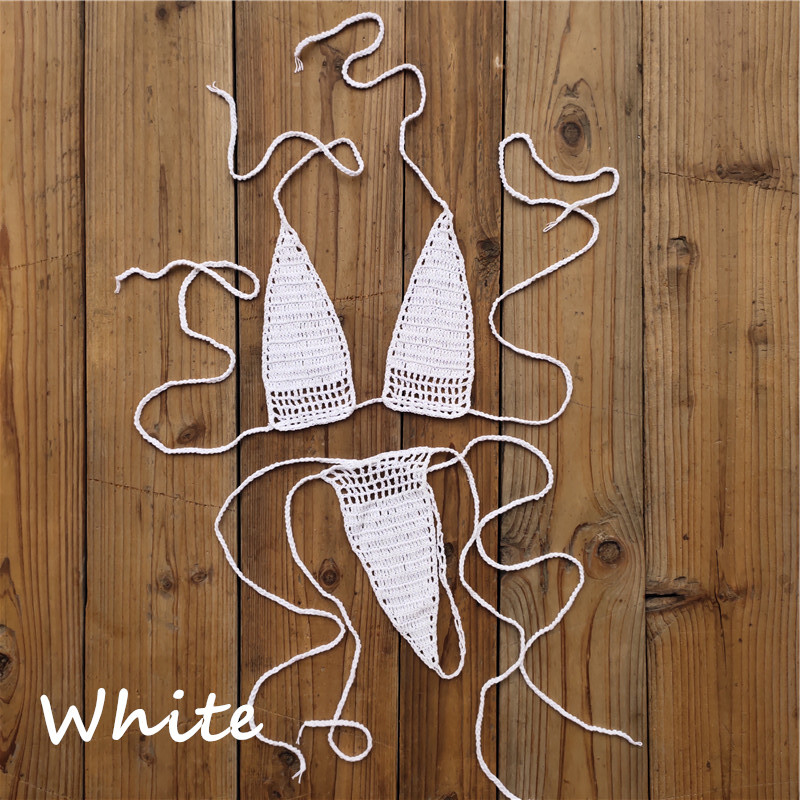 Hand Crochet Micro Swimwear Women Romance Sexy Mini Bikini Set Sunbathing Cotton