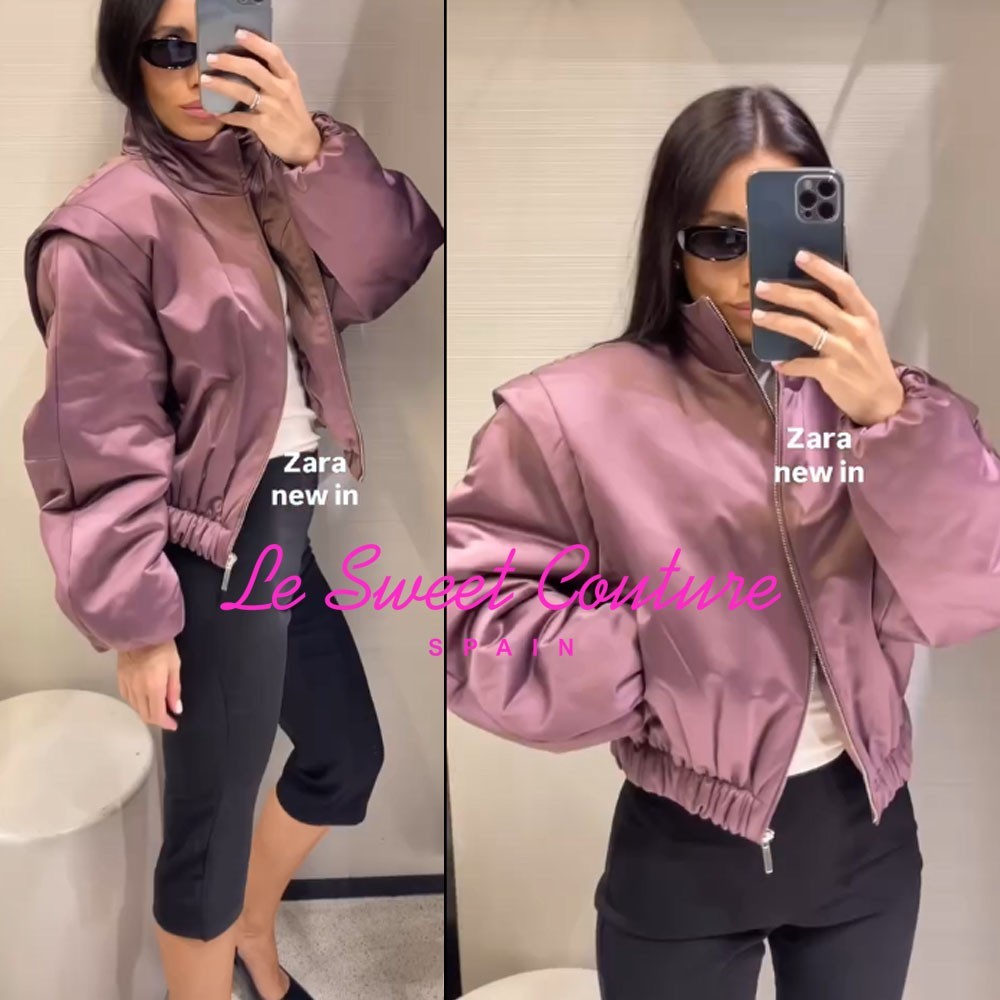 ZARA WOMAN FW25/26 PUFFER JACKET WITH DEFINED SHOULDERS LILAC 2004/562/629
