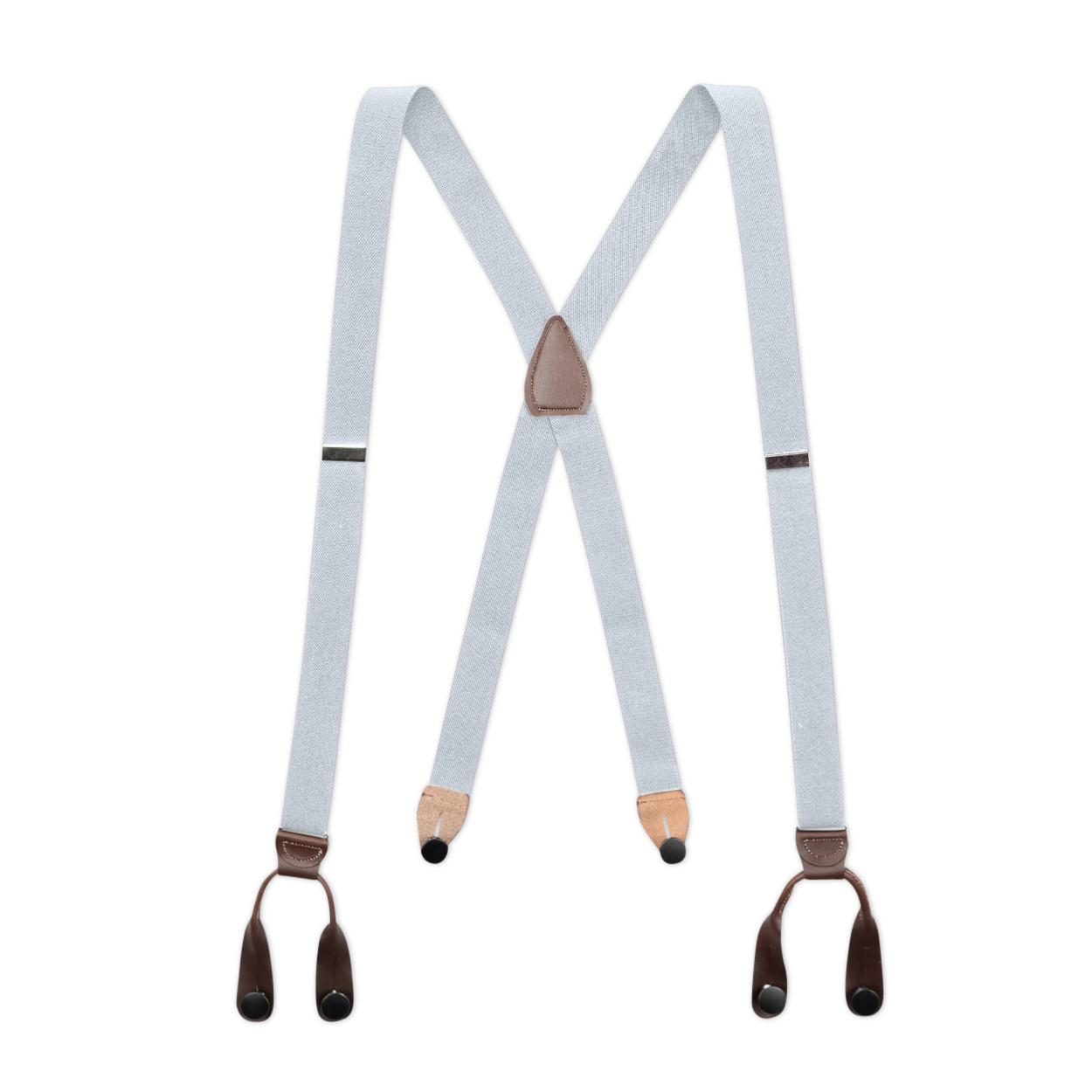 Men’s Suspenders – Button-On with Leather Ears and Goldtone Metal, USA Made