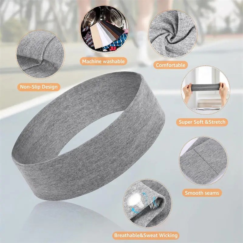 7 Cotton Stretch Headbands Yoga Softball Sports Soft Hair Band Sweatband Head