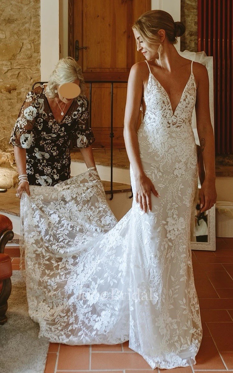 NWT Bohemian Full Body Lace Mermaid Champagne Dress Size 2