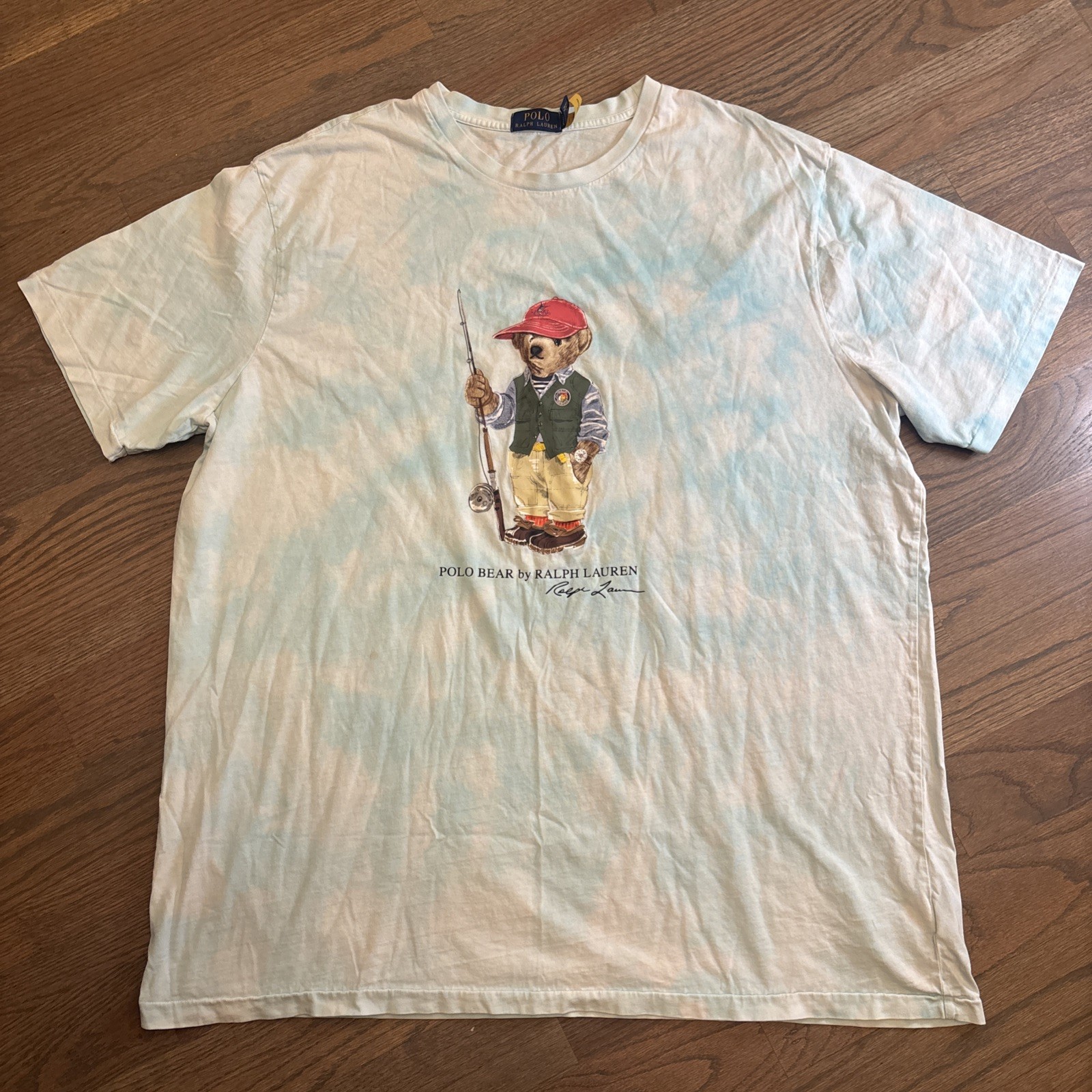 Polo Ralph Lauren Men’s Polo Bear T-Shirt White Blue 2XLT tie-dye￼