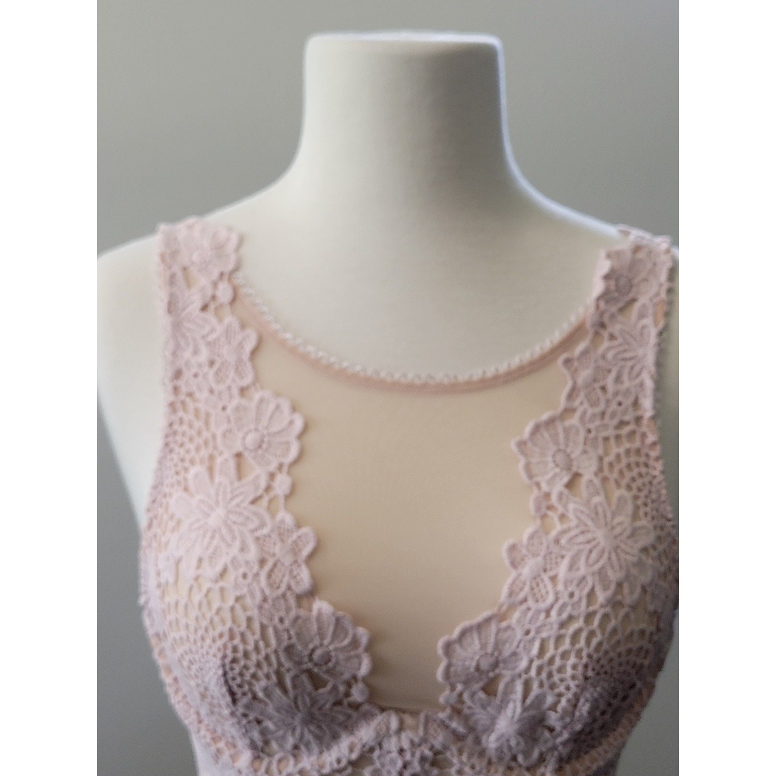 Victoria Secret DREAM ANGELS Lace Mesh Long Line Bra Pink 32 B