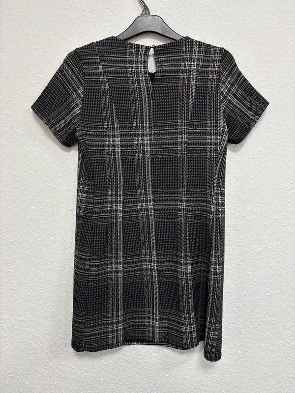 Dorothy Perkins Grey Check Shift Dress UK 16 Short Sleeve Stretch Lined 2197