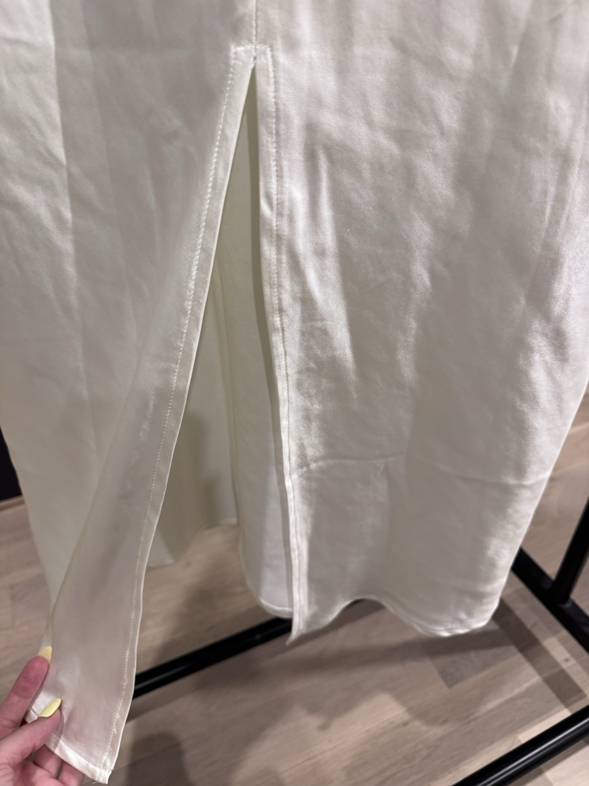 Saints & Secrets Oyster Satin Midi Skirt Rhinestone Trim & Waist Chain
